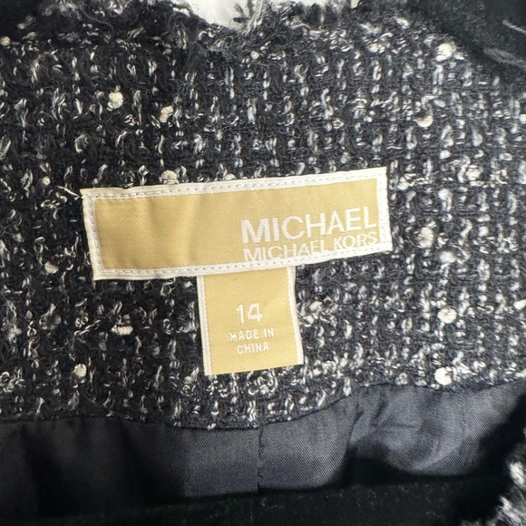 Michael Michael Kors womens 14 crop pebble print tweed jacket holiday formal - Picture 8 of 9